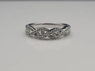 14k Round Diamonds 0.33 ctw Braided Design White Gold Ladies Ring Size 6.5 - Image 1 of 4