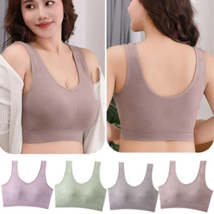 Womens Seamless Padded Bralette Bra Stretch Comfort Crop Top Vest Plus Size ! - Picture 1 of 22