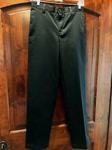 LANDS END BOYS CHINO DRESS PANTS SIZE 14 BLACK FLAT FRONT EUC - Picture 1 of 3