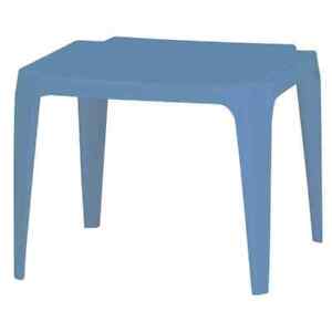 Table Enfants, 50x50 CM, Bleu Clair Plastique Petit Empilable Jardin, Terrasse