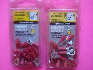 2 PACKS 42 qty 22-18 AWG #10 STUD RING TERMINALS PRIMARY GROUND WIRE CONNECTORS - Picture 1 of 3