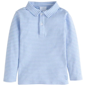 LITTLE ENGLISH gestreiftes L/S-Strick-Poloshirt - hellblau - neu mit Etikett Jungen 14 - Bild 1 von 1