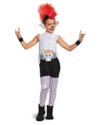 女孩豪华 Barb Trolls 世界巡回演唱会摇滚明星服装带假发伪装 S M — 第 1/2 张图片