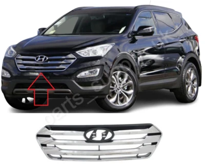 NEW FOR HYUNDAI SANTA FE 12-15 FRONT BUMPER GRILLE BLACK / CHROME 86350-2W010 - Image 1 of 3