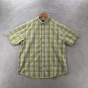 Wolverine Button Down Shirt Mens XL Green Cotton Blend Plaid Short Sleeve Collar - Picture 1 of 12