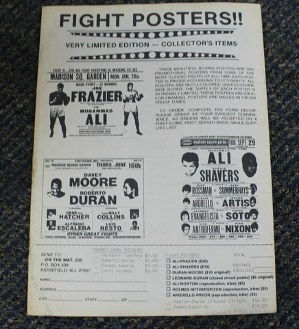 Fight Posters Magazine Frazier Ali Moore Duran #18 1985 no cover Cover