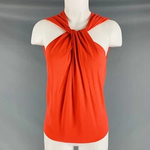 LANVIN Size 4 Orange Coral Viscose Polyamide Sleeveless Casual Top - Picture 1 of 6