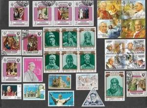 POPES ON STAMPS 25 ALL DIFFERENT COLLECTION RELIGION 10/5/25 (C) - Picture 1 of 1