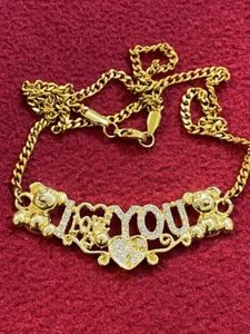 collana catena orsacchiotto ti amo con pietra zirconi /au - Foto 1 di 2