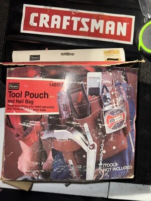 Rare Sears 45155 NOS Tool Pouch Nail Bag Pre Craftsman Leather Tape Measure Hold - Image 1 of 4