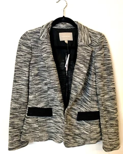 Banana Republic Womens Soft Blazer sz 10P Black & White Knit Cotton All Seasons - Picture 1 of 10
