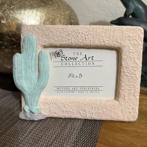 Stone Art Southwestern 3 1/2x5 handbemalt 3D Ton? Bilderrahmen Kaktus USA - Bild 1 von 3