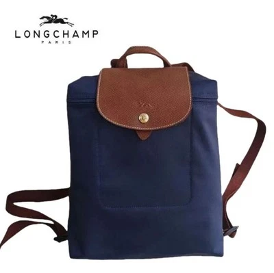 Longchamp Le Pliage Navy Nylon Leather Backpack Women's Bag Outlet  NEW - Image 1 of 4