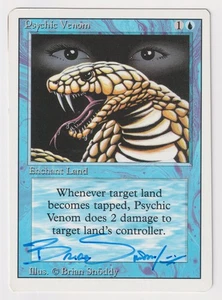 Blue Signed Psychic Venom MP Revised Edition Artist Brian Snoddy 1994 MTG Magic! - Picture 1 of 2