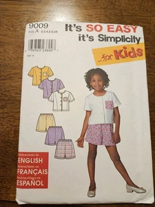 Simplicity 9009 Girl's Top & Shorts Pattern - Size 2-6x Chest 21 to 25 1/2 - Picture 1 of 2