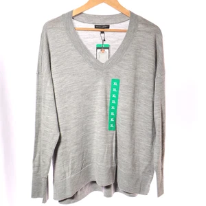 Banana Republic 100% Merinowolle V-Neck Pullover Damen XL grau Pulli Neu mit Etikett - Bild 1 von 8