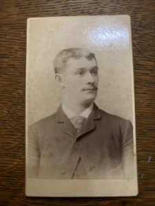 Wyatt Studio Cabinet Card Brattleboro Vermont Young Man w/mustache 2-1/2 X 4” - Picture 1 of 3