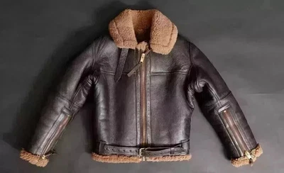 Men's RAF Aviator B3 Real Sheepskin Leather Bomber Jacket Pilot Flying Fur Coat - Image 1 of 4
