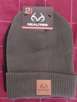 NUEVO Realtree Hombres 2 Pk Gorro Tejido Sombreros Color Negro y Verde Talla Única Foto 1 de 2