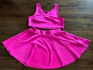 Torrid Two Piece Mini Scuba Skater Size 2/2X/18-20 Pink Glo With Pockets - Picture 1 of 16