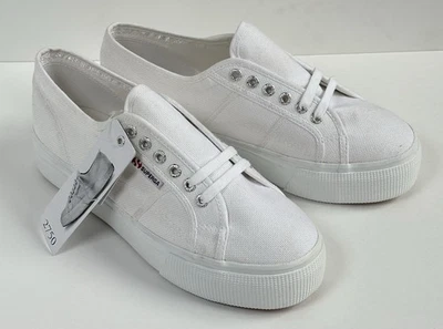 Superga 2750 Cotu Classic White Lace up Platform Shoes W-10 M-8.5 Eu-41.5 New - Image 1 of 4