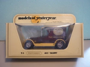 Matchbox Models of Yesteryear, Y-5, 1927 Talbot, Van "Wright's" Soap logo, Boxed - Picture 1 of 1