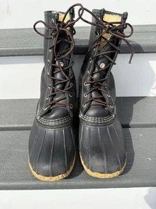 LL Bean Women’s Boots Black Shearling 8 Medium Leather/Rubber 10” Made In Maine - Picture 1 of 23