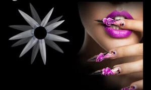 50x Long Stiletto Half Well Shape False Nail Tips Nail Art Uk Seller 🇬🇧💅 - Picture 1 of 3