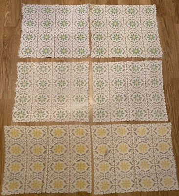 6 lace lacey place mats doilies Daisy Pattern Sizes 15-16.5" - Image 1 of 4