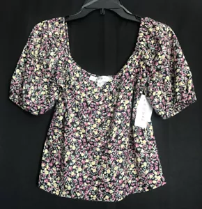 Row A- Womens Button Front Puff Sleeve Floral Print Top New XS - Picture 1 of 9