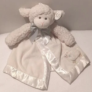 Bearington Baby Collection Lamb Plush Security Blanket Lovey Cream Fleece Satin - Picture 1 of 10