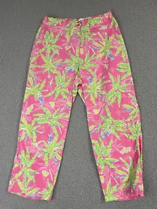 ONQUE CASUAL Womens medium pink palm trees vacation cruise cropped pants - Picture 1 of 7