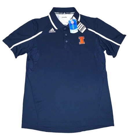 Illinois Fighting Illini Adidas Navy Climalite Performance Polo NEW!! Cover