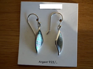 Boucles d'oreilles - Nacre Grise Gris - Argent - 925/1000 - NEUF * - Picture 1 of 2