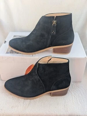 Bota de tacón grueso de gamuza negra Hush Puppies Sienna talla 7,5 para mujer HW06806-001 Foto 1 de 4