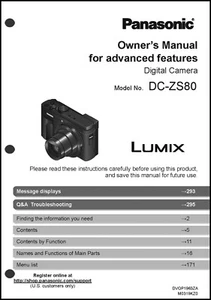 Panasonic Lumix DC-ZS80 Advanced Camera User Guide Instruction Manual - Picture 1 of 1