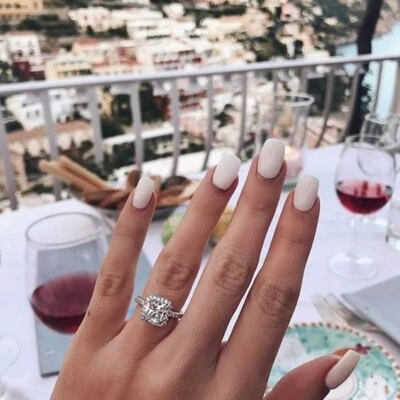 2.00 Ct Cushion Cut Lab-Created Diamond Engagement Ring 14K White Gold Finish - Image 1 of 4