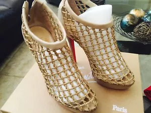 Muy Raro Christian Louboutin Coussin 140 Beige Botines Botines 40.5 - Imagen 1 de 7