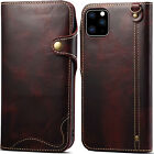 For iphone 13 12For Samsung S20 Ultra S10 Genuine Leather Flip Wallet Case Cover