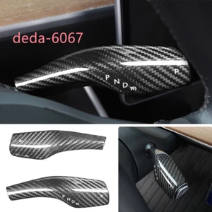2x Cubierta de palanca limpiaparabrisas de cambio de fibra de carbono real para Tesla Model 3/Y 2016-2023 - Imagen 1 de 11