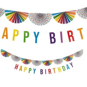 Fun Express Rainbow Bunting Happy Birthday Garland - 2 Pc - Picture 1 of 1