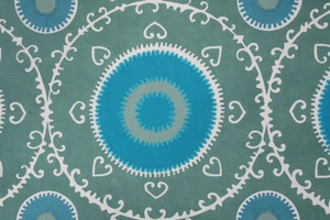 BEACON HILL LAGOON "SAMARKAND" EMBROIDERED ETHNIC SUZANI COTTON PRINT FABRIC - Picture 1 of 1