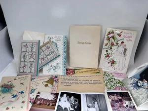 Wedding Marriage Ceremony booklet Telegram Cards honeymoon trip photos 1950's - Picture 1 of 12