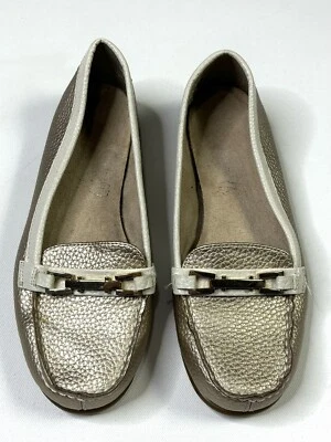 Aerosoles Shoes Women’s 6 Metallic Gold Beige Loafer Slip On - Image 1 of 4