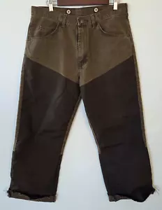 VTG Wrangler Pro Gear Jeans Mens Hemmed 34x26 Brown Double Knee Hunting Workwear - Picture 1 of 11