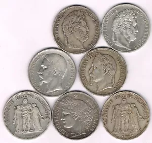FRANKREICH 7 STÜCK 5 FRANKEN SILBER LATEINISCHE UNION 900‰ 25 gr Ref. 2024.12.18 - Bild 1 von 2