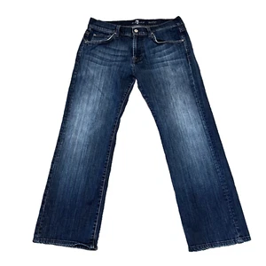 Jeans Uomo Dritto Relaxed Blu Scuro Denim 7 For All Mankind Austyn W33 L28 - Foto 1 di 13