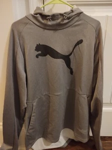 Herren Mock Neck Puma Kapuzenpullover grau Large - Bild 1 von 7
