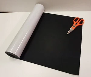 One Metre x 450mm wide roll of BLACK STICKY BACK SELF ADHESIVE FELT / BAIZE - Picture 1 of 2