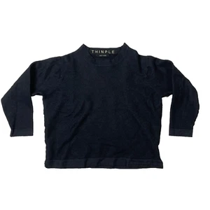 THINPLE Girls Sz XL 3/4 Sleeve Cashmere & Silk Blend Black Crop Top Sweater - Picture 1 of 5